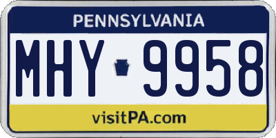 PA license plate MHY9958