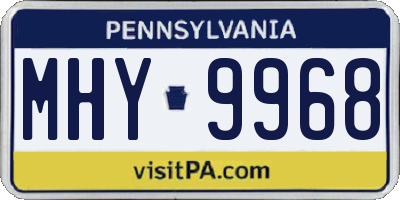 PA license plate MHY9968