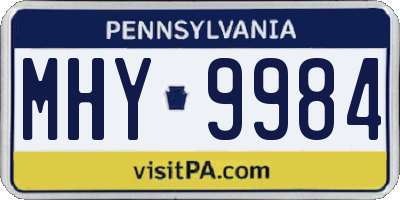 PA license plate MHY9984