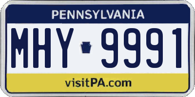 PA license plate MHY9991