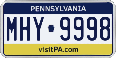PA license plate MHY9998