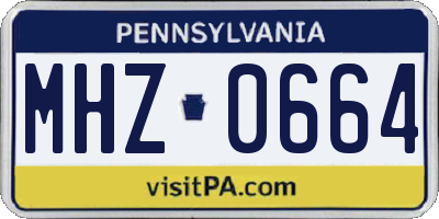 PA license plate MHZ0664