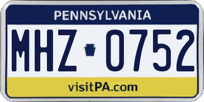 PA license plate MHZ0752