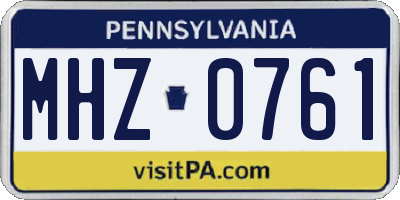 PA license plate MHZ0761
