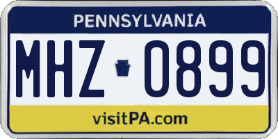 PA license plate MHZ0899