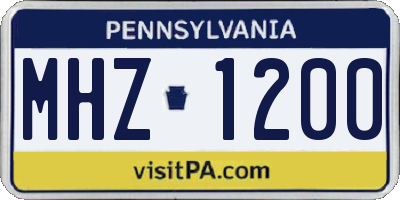 PA license plate MHZ1200