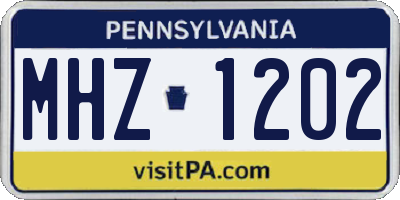 PA license plate MHZ1202