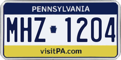 PA license plate MHZ1204