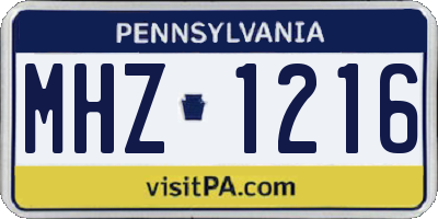 PA license plate MHZ1216