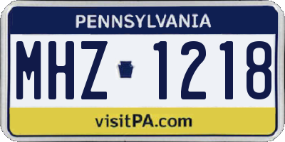PA license plate MHZ1218