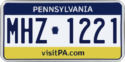 PA license plate MHZ1221