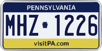 PA license plate MHZ1226