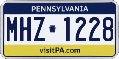 PA license plate MHZ1228