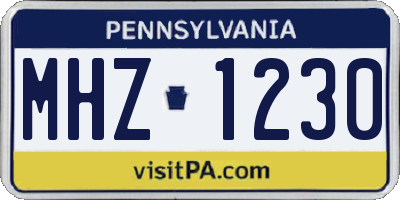 PA license plate MHZ1230