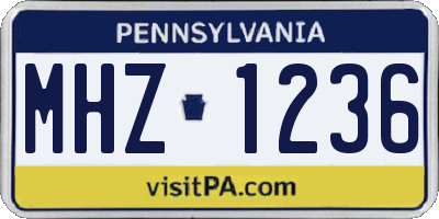 PA license plate MHZ1236