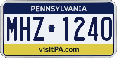 PA license plate MHZ1240