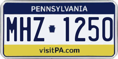 PA license plate MHZ1250