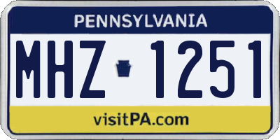 PA license plate MHZ1251