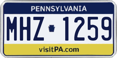 PA license plate MHZ1259