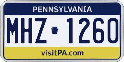 PA license plate MHZ1260