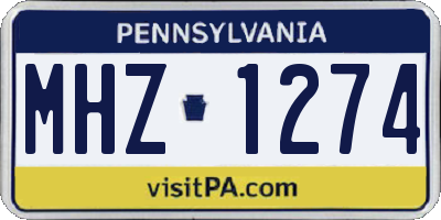 PA license plate MHZ1274