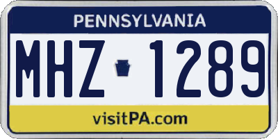 PA license plate MHZ1289