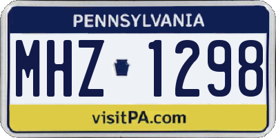 PA license plate MHZ1298