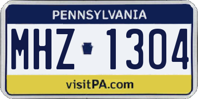 PA license plate MHZ1304