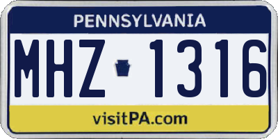 PA license plate MHZ1316