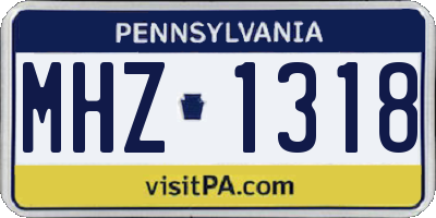 PA license plate MHZ1318