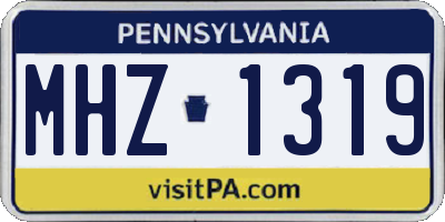 PA license plate MHZ1319