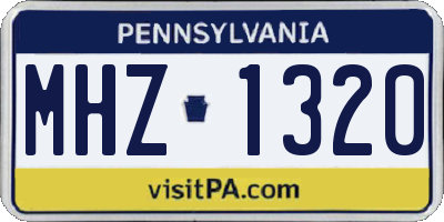 PA license plate MHZ1320