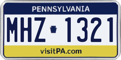 PA license plate MHZ1321