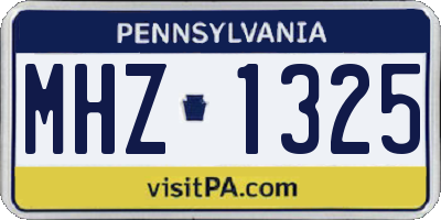 PA license plate MHZ1325