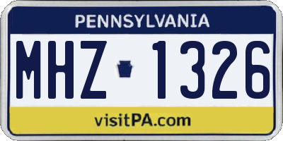 PA license plate MHZ1326
