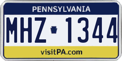 PA license plate MHZ1344
