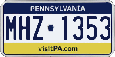 PA license plate MHZ1353