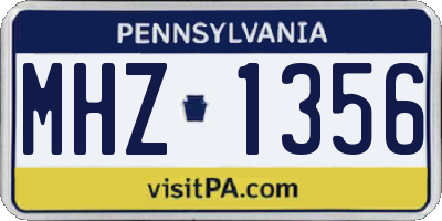 PA license plate MHZ1356