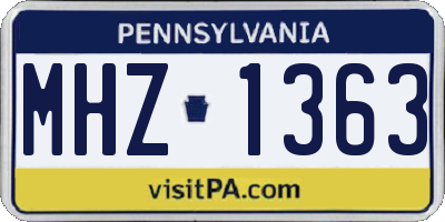 PA license plate MHZ1363