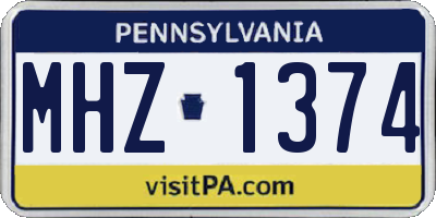 PA license plate MHZ1374