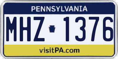 PA license plate MHZ1376