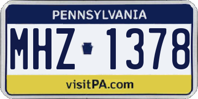 PA license plate MHZ1378