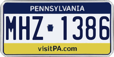 PA license plate MHZ1386