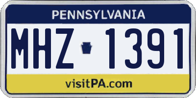 PA license plate MHZ1391