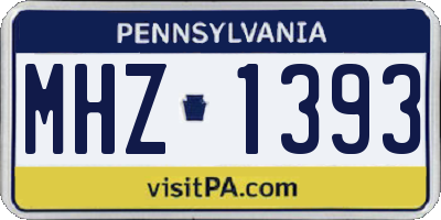 PA license plate MHZ1393