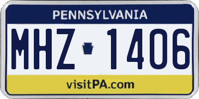 PA license plate MHZ1406