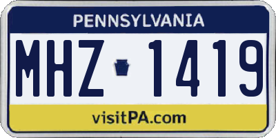PA license plate MHZ1419
