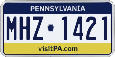 PA license plate MHZ1421