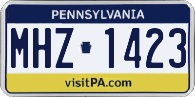 PA license plate MHZ1423