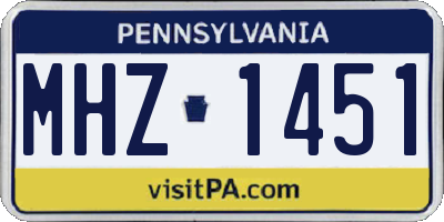 PA license plate MHZ1451